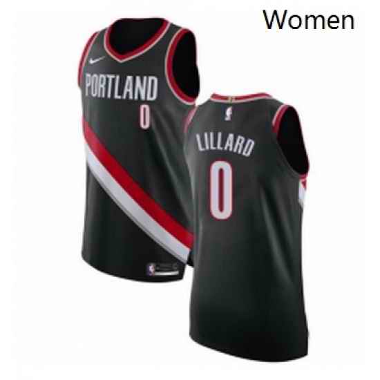Womens Nike Portland Trail Blazers 0 Damian Lillard Authentic Black Road NBA Jersey Icon Edition